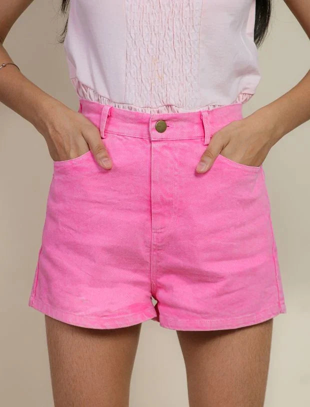Candy Pink Girls Shorts denim-Tweeny Mini
