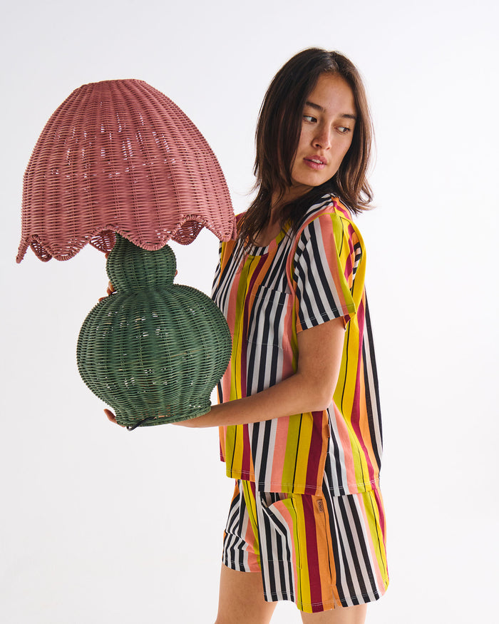 Casablanca Stripe Adult Organic Cotton Short Sleeve T-Shirt & Shorts Pyjama Set