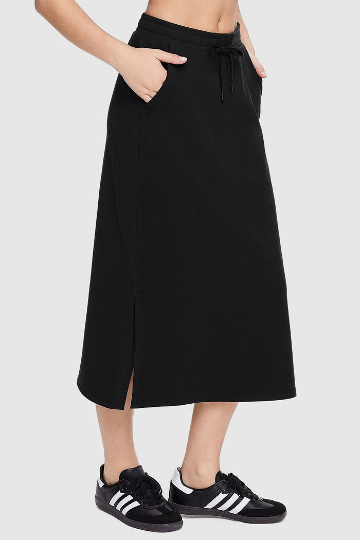 orolay Causal High Waist Long Skirt - #color_black