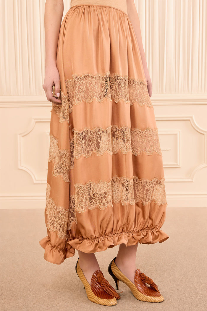 Chantal Silk Midi Skirt - Macaroon
