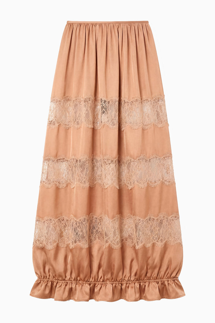 Chantal Silk Midi Skirt - Macaroon