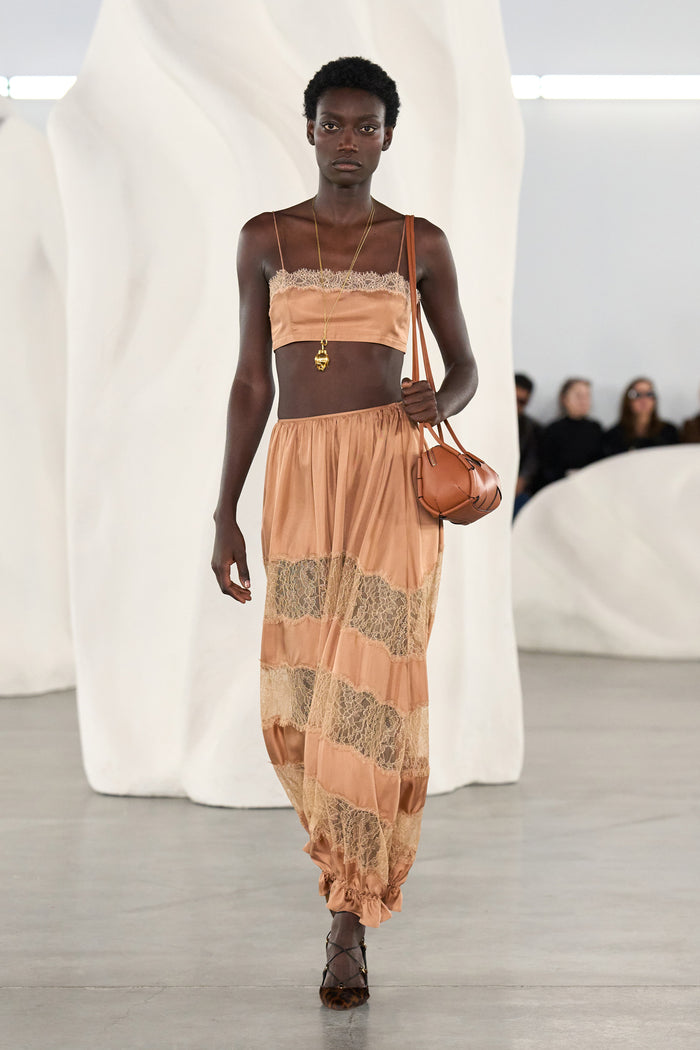 Chantal Silk Midi Skirt - Macaroon