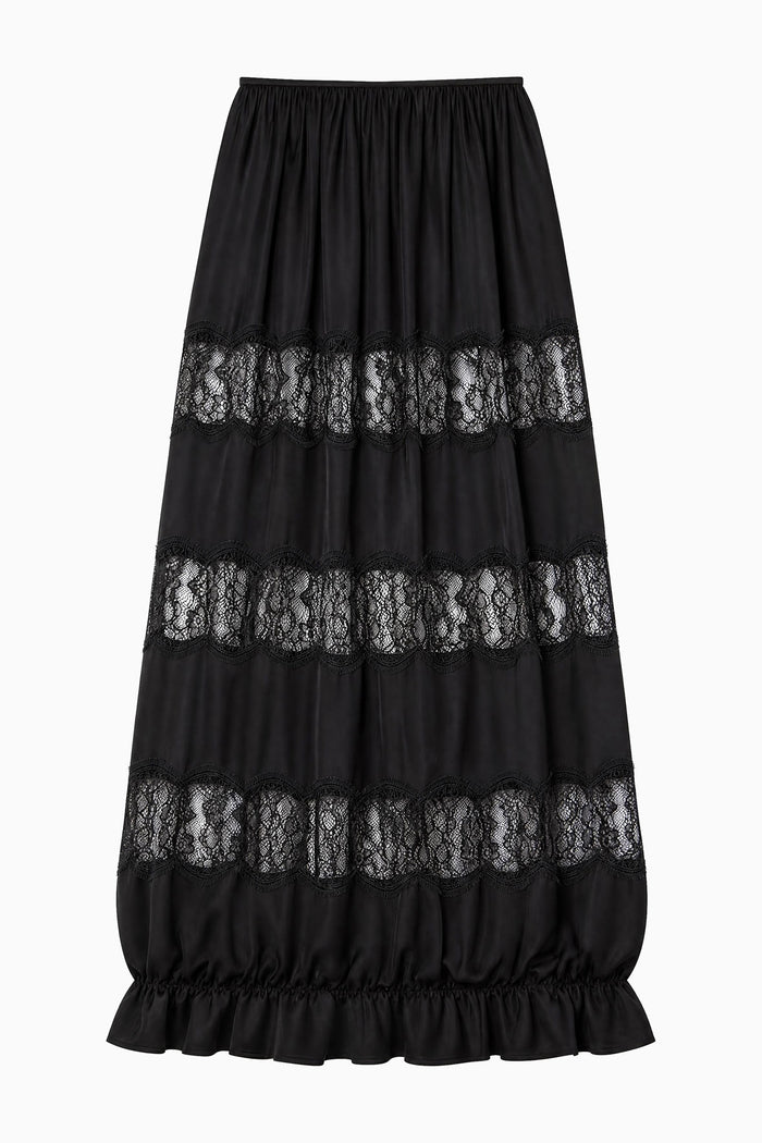 Chantal Silk Midi Skirt - Noir
