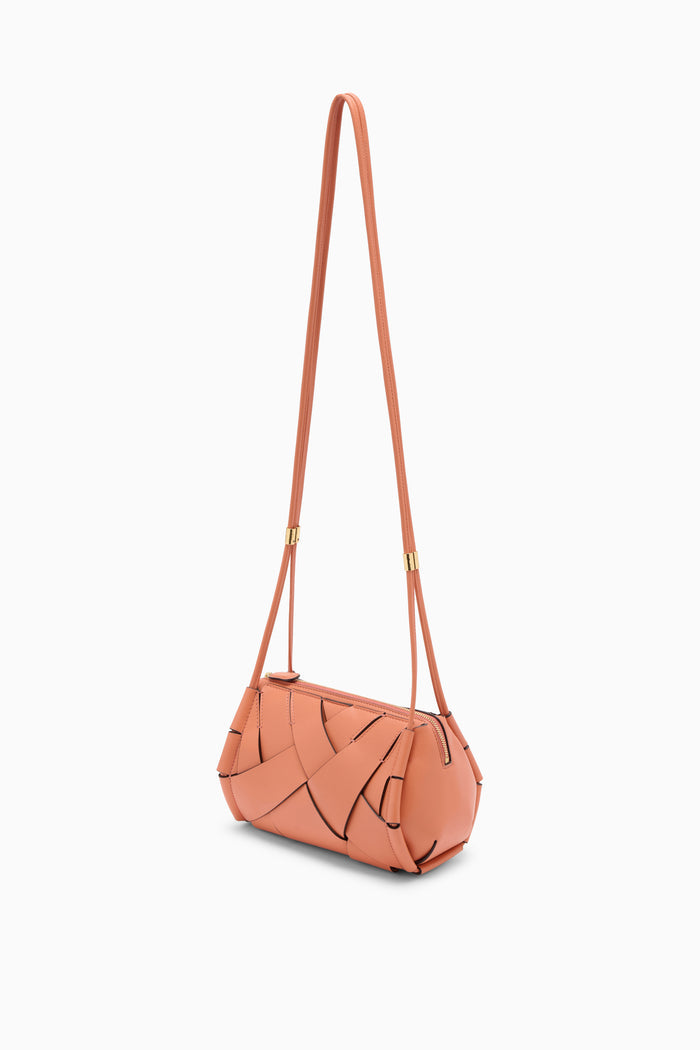 Rose Woven Leather Charlotte Camera Bag - Side Angle with Gold Hardware | Ulla Johnson