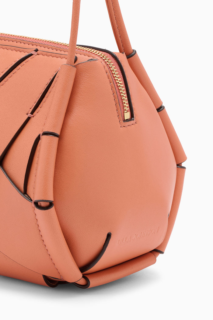 Rose Leather Charlotte Camera Bag - Gold Zipper & Embossed Logo Detail | Ulla Johnson