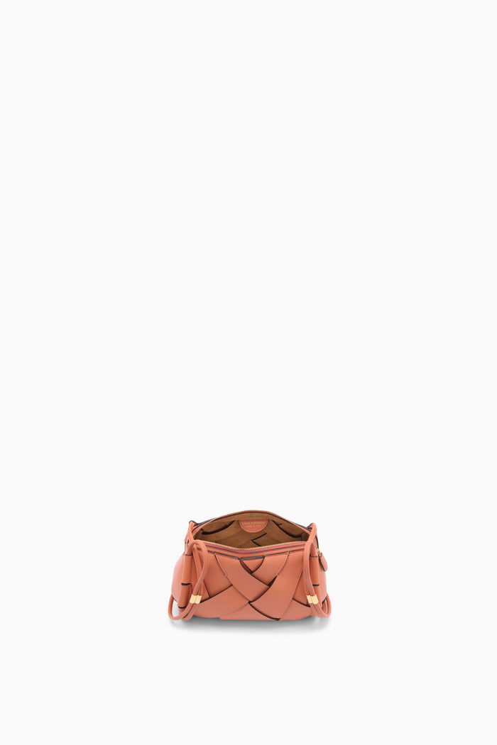 Rose Leather Charlotte Camera Bag - Open Interior View, Suede Lining | Ulla Johnson