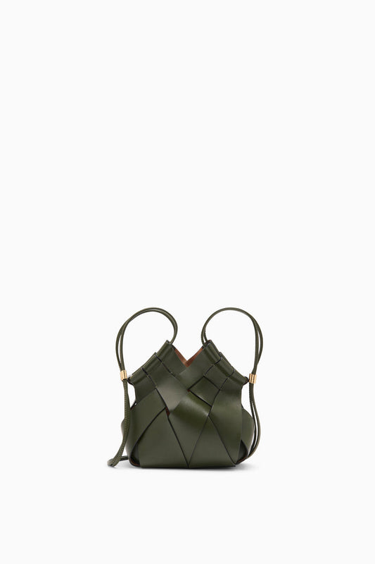 Militaire Green Woven Leather Charlotte Crossbody Bag - Front View | Ulla Johnson