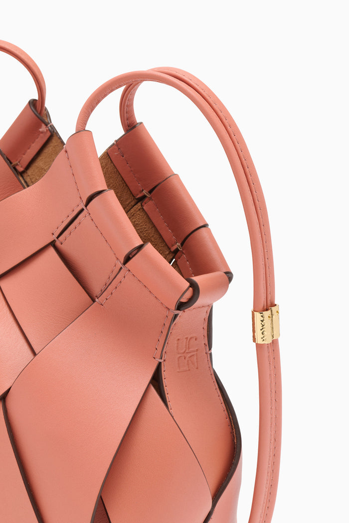 Rose Leather Charlotte Crossbody - Hand-Painted Edge & Gold Hardware Close-Up | Ulla Johnson