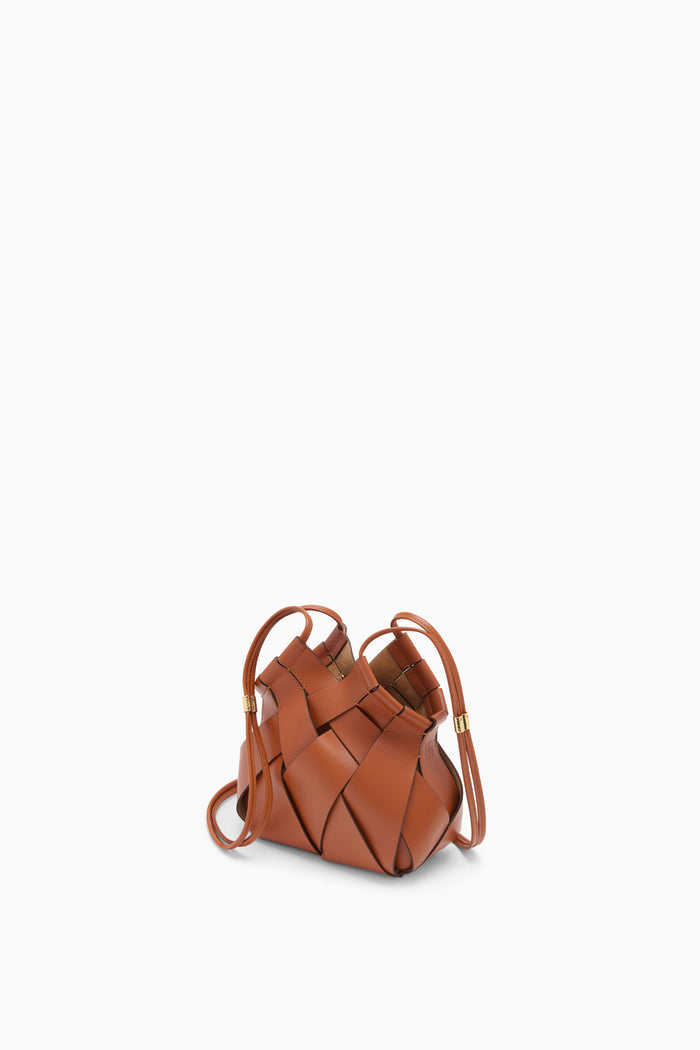 Sierra Brown Woven Leather Charlotte Crossbody - Side Angle View | Ulla Johnson