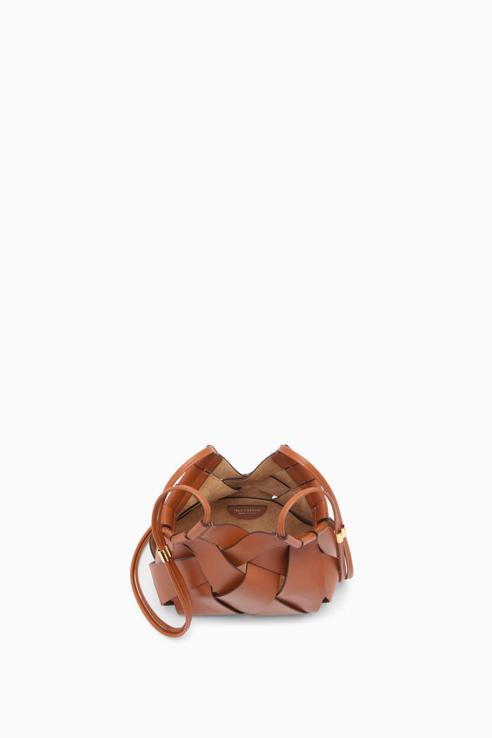 Sierra Brown Woven Leather Charlotte Crossbody - Interior & Suede Lining Detail | Ulla Johnson