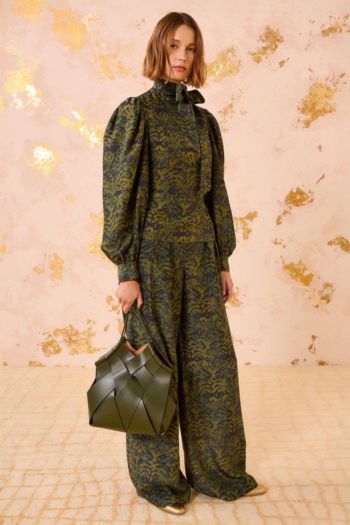 Militaire Green Charlotte Shoulder Bag Styled Look on Model | Ulla Johnson