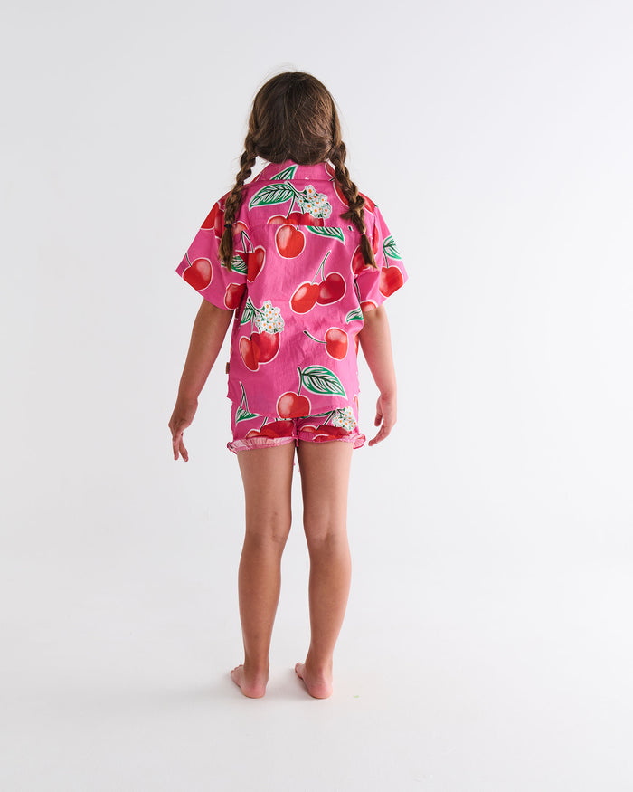Cherry Blossom Kids Organic Cotton Short Sleeve Shirt & Short Pyjama Set