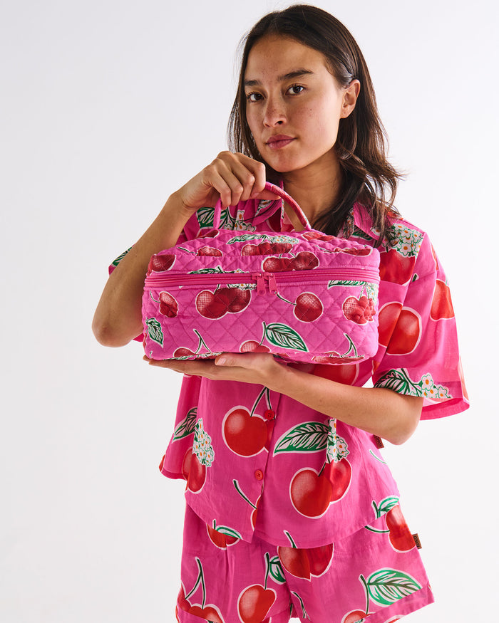 Cherry Blossom Quilted Cotton Toiletry Case