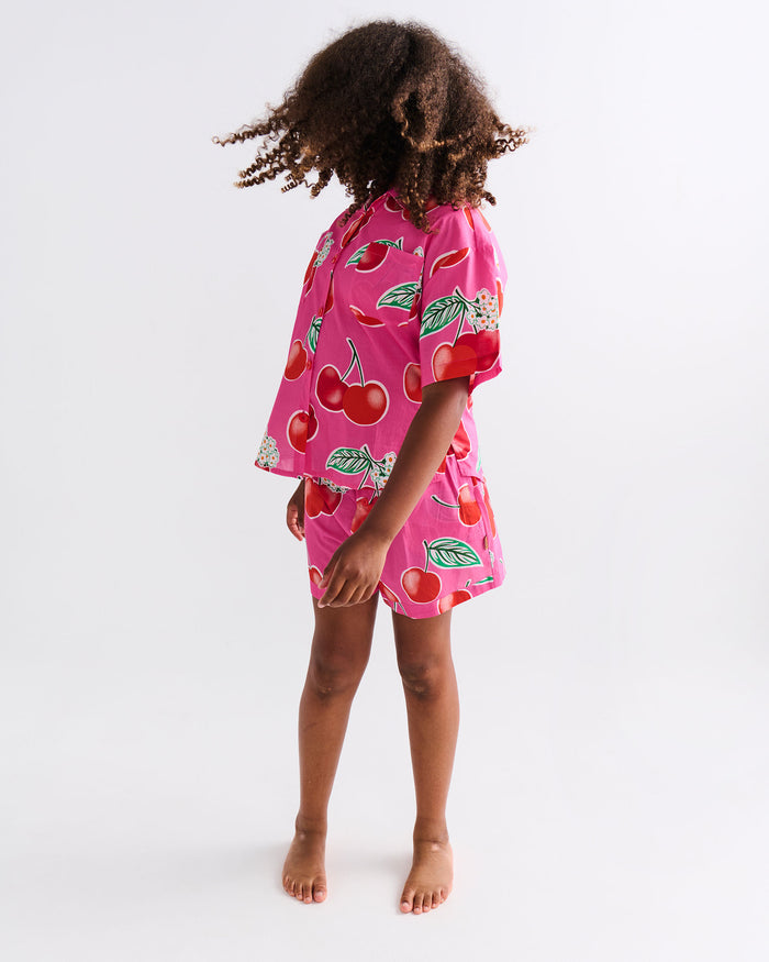 Cherry Blossom Teen Organic Cotton Short Sleeve Shirt & Short Pyjama Set