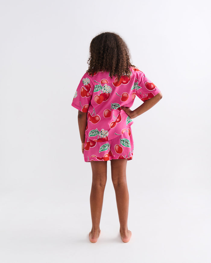 Cherry Blossom Teen Organic Cotton Short Sleeve Shirt & Short Pyjama Set