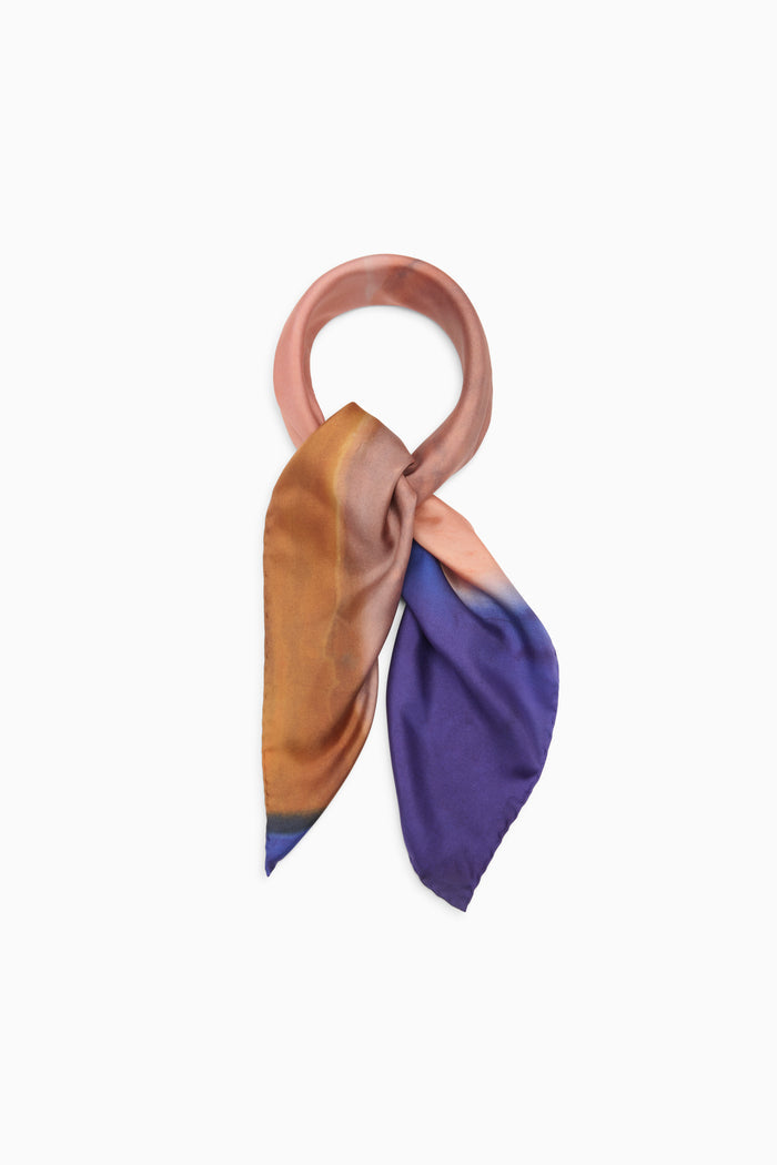 Designer Silk Scarf Knotted Loop - Moontide Blush, Amber & Violet | Ulla Johnson