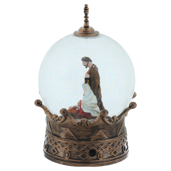 Christmas Nativity Scene Glitter Spinner Snow Globe Crown Decoration
