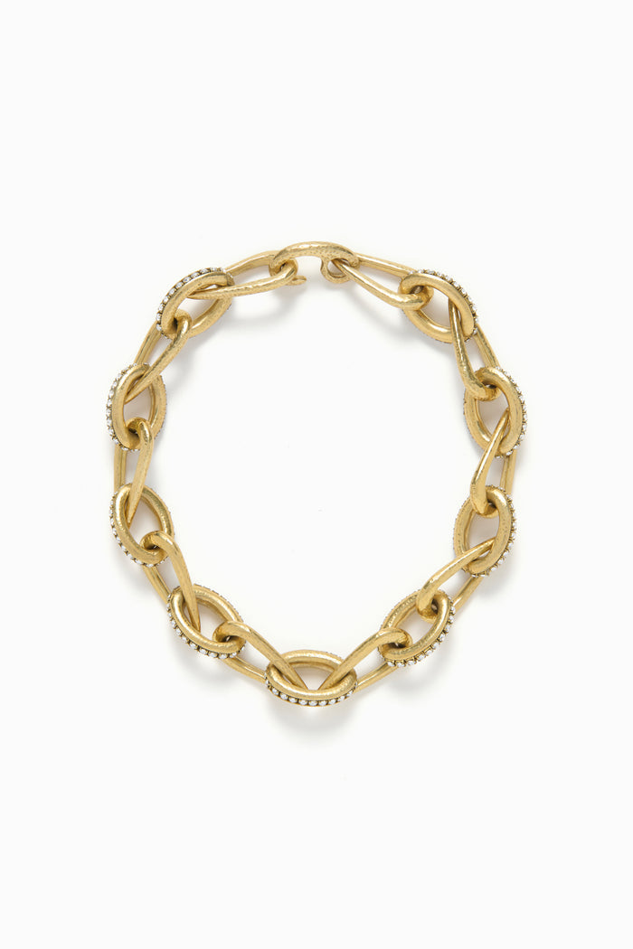 Chunky Teardrop Chain w/Pave - Brass