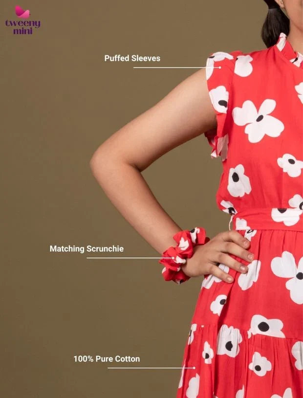 Classic Floral Dress for Girls Kids with Ruffled Sleeves -Tweeny Mini
