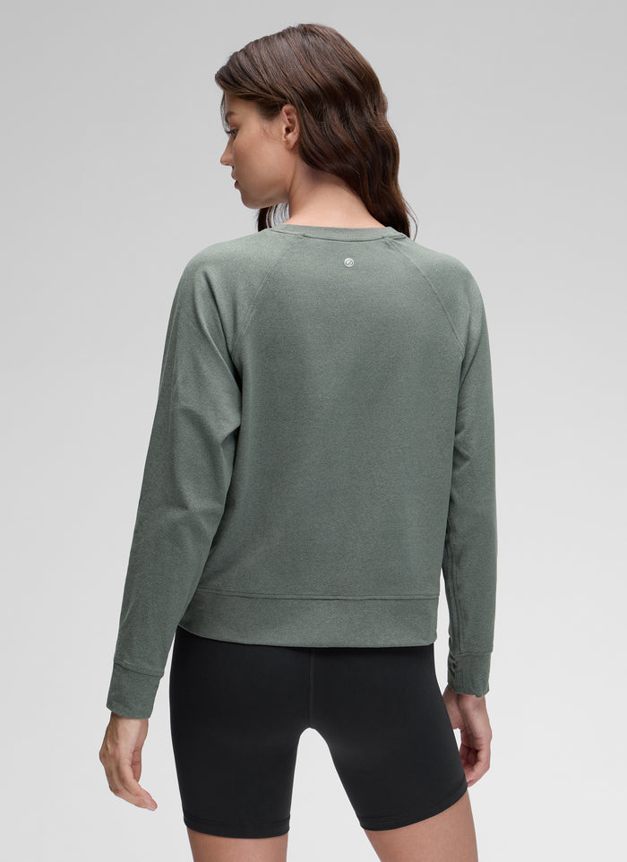 CRZ YOGA Women Casual Lightweight Relaxed Fit Long Sleeves Crew Neck Grey Sage