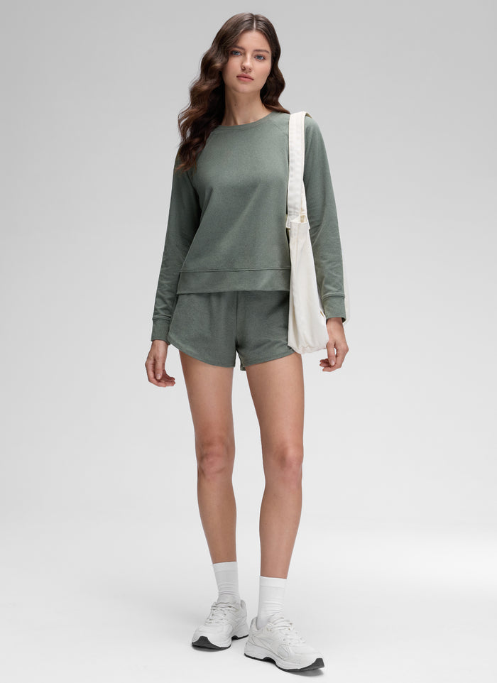 CRZ YOGA Women Casual Lightweight Relaxed Fit Long Sleeves Crew Neck Grey Sage