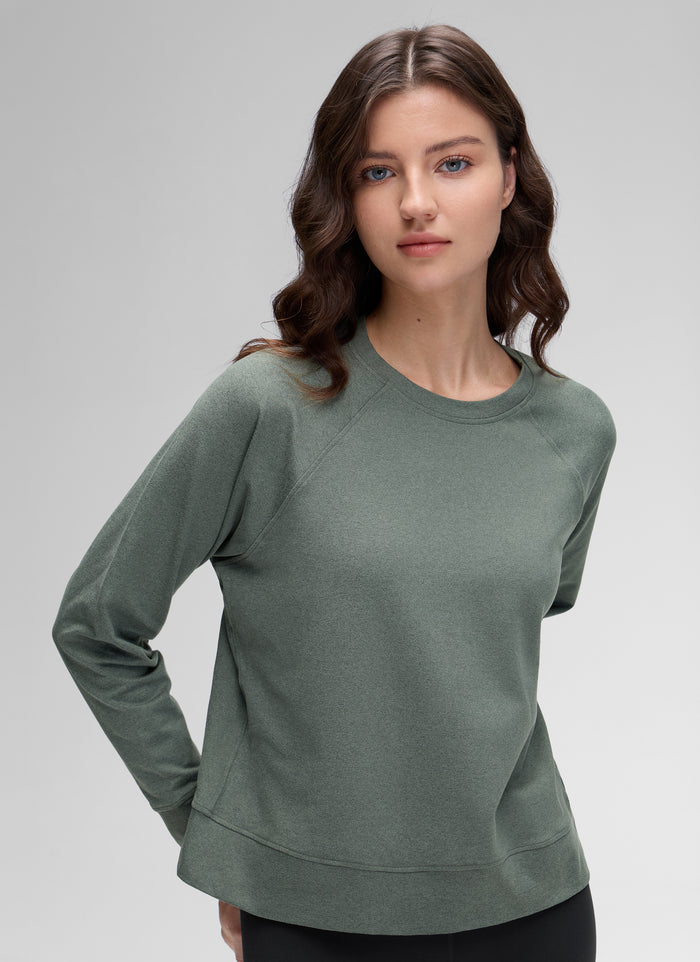 CRZ YOGA Women Casual Lightweight Relaxed Fit Long Sleeves Crew Neck Grey Sage