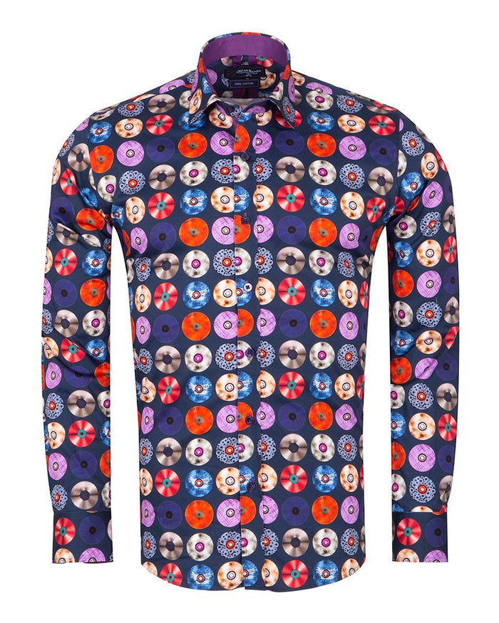 Colourful Vinyl Print Shirt with Matching Handkerchief-Makrom