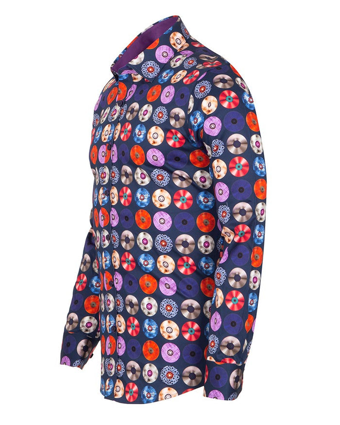 Colourful Vinyl Print Shirt with Matching Handkerchief-Makrom