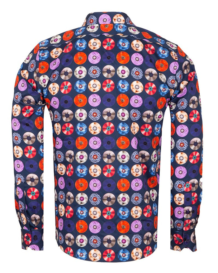 Colourful Vinyl Print Shirt with Matching Handkerchief-Makrom