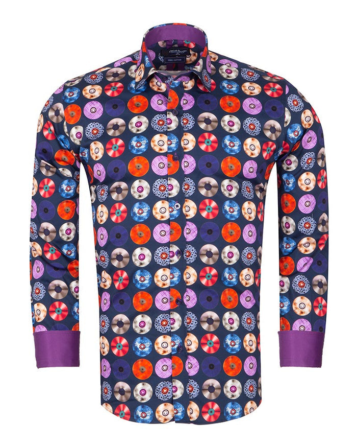 Colourful Vinyl Print Shirt with Matching Handkerchief-Makrom