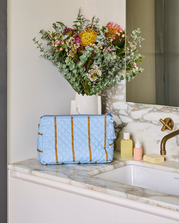Como Stripe Quilted Cotton Toiletry Purse