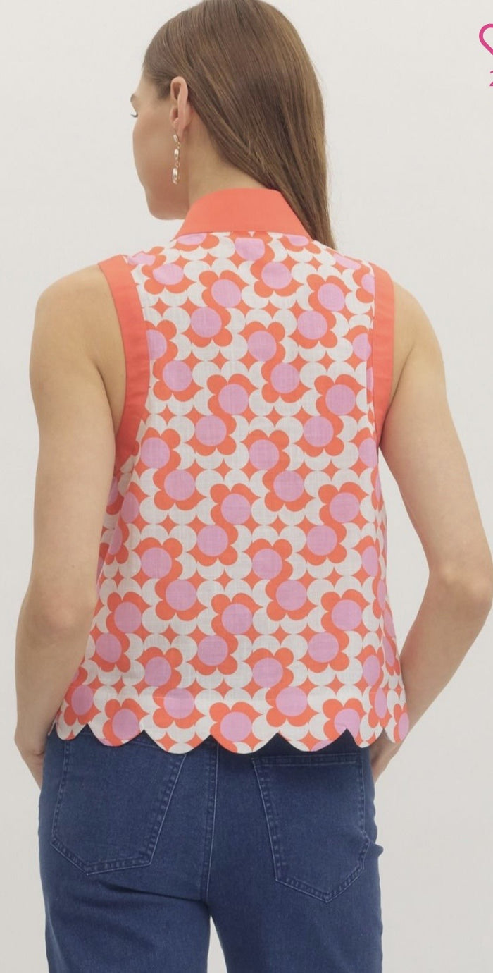 Coral Scalloped Top