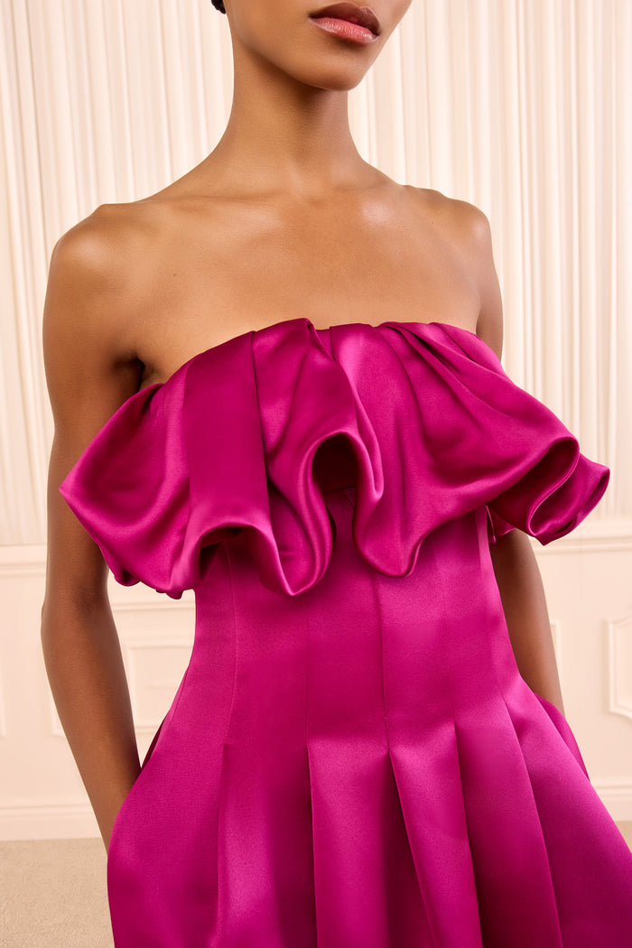 Cosima Strapless Satin Dress - Orchid