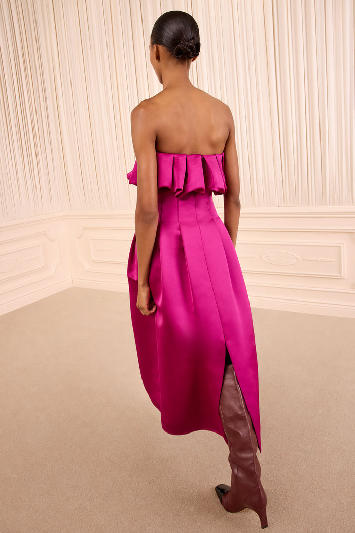 Cosima Strapless Satin Dress - Orchid