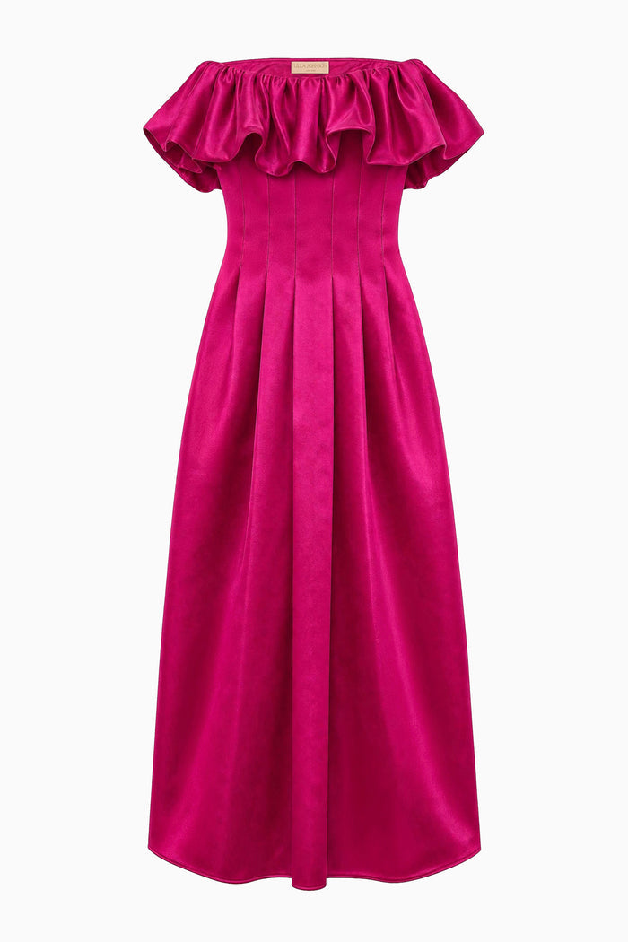 Cosima Strapless Satin Dress - Orchid