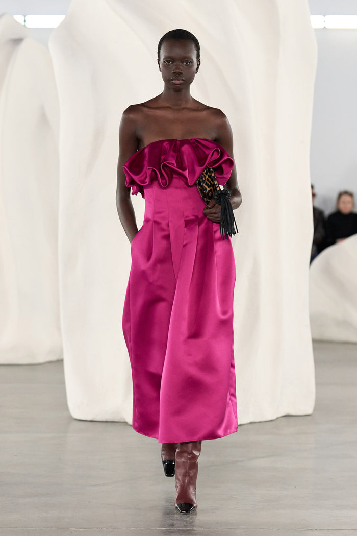 Cosima Strapless Satin Dress - Orchid
