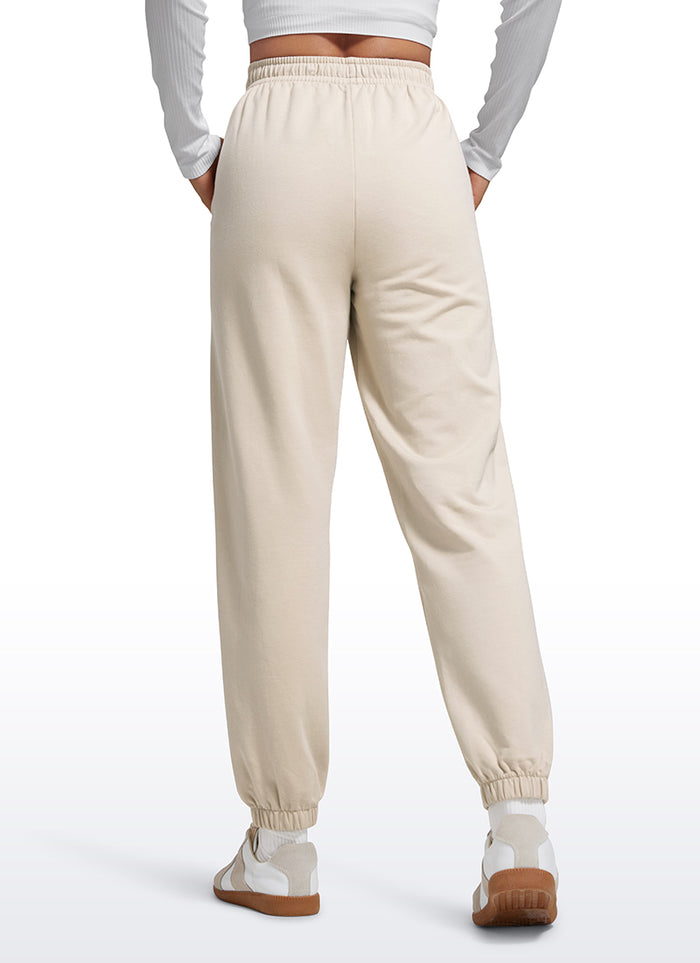 CRZ YOGA Fleece Sweatpants Women Cotton Pockets High Waisted Joggers Mojave Tan