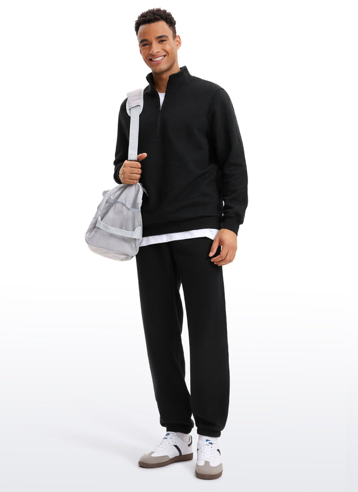 CRZ YOGA Men's Loosed Fit Cotton Fleece Sweatpants with Pockets 32'' Black