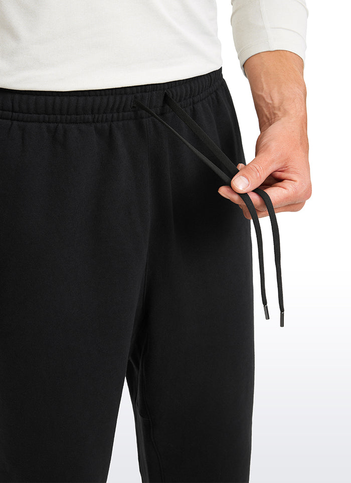 CRZ YOGA Men's Loosed Fit Cotton Fleece Sweatpants with Pockets 32'' Black