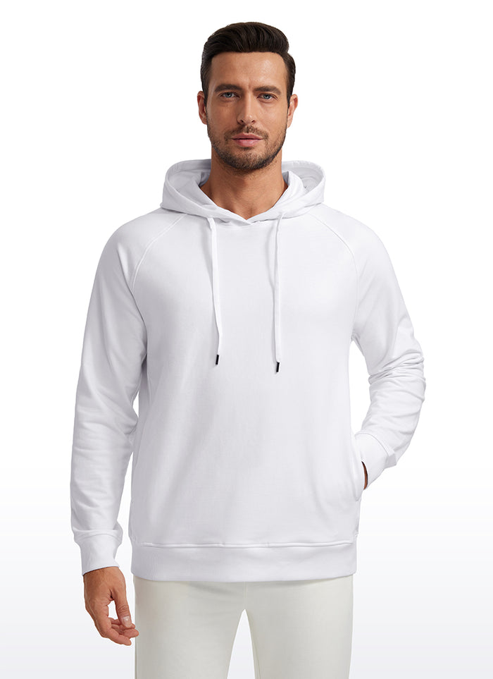 CRZ YOGA Men's Casual Outerwear Cotton Loose Fit Long Sleeve Hoodies White