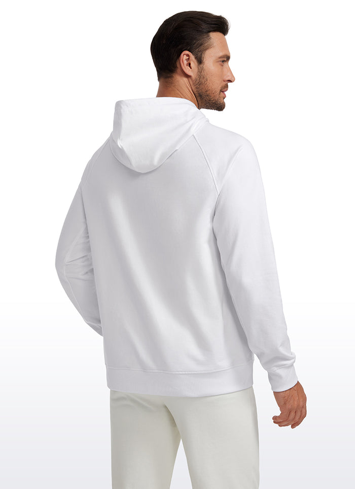 CRZ YOGA Men's Casual Outerwear Cotton Loose Fit Long Sleeve Hoodies White
