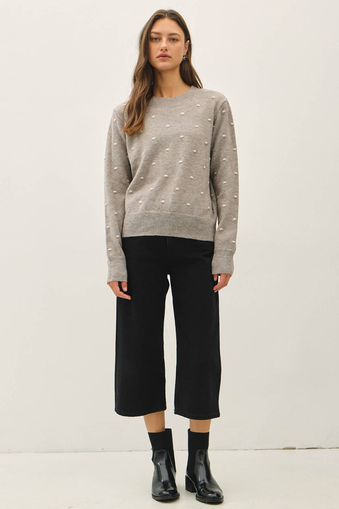COZY DOTTED KNIT CREWNECK SWEATER