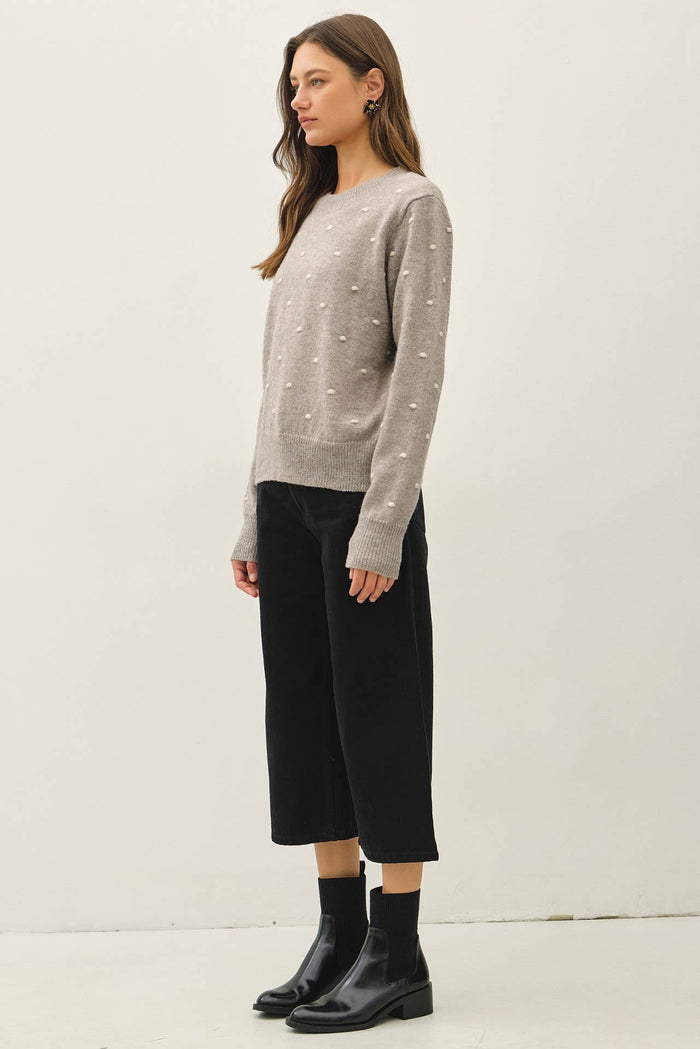 COZY DOTTED KNIT CREWNECK SWEATER