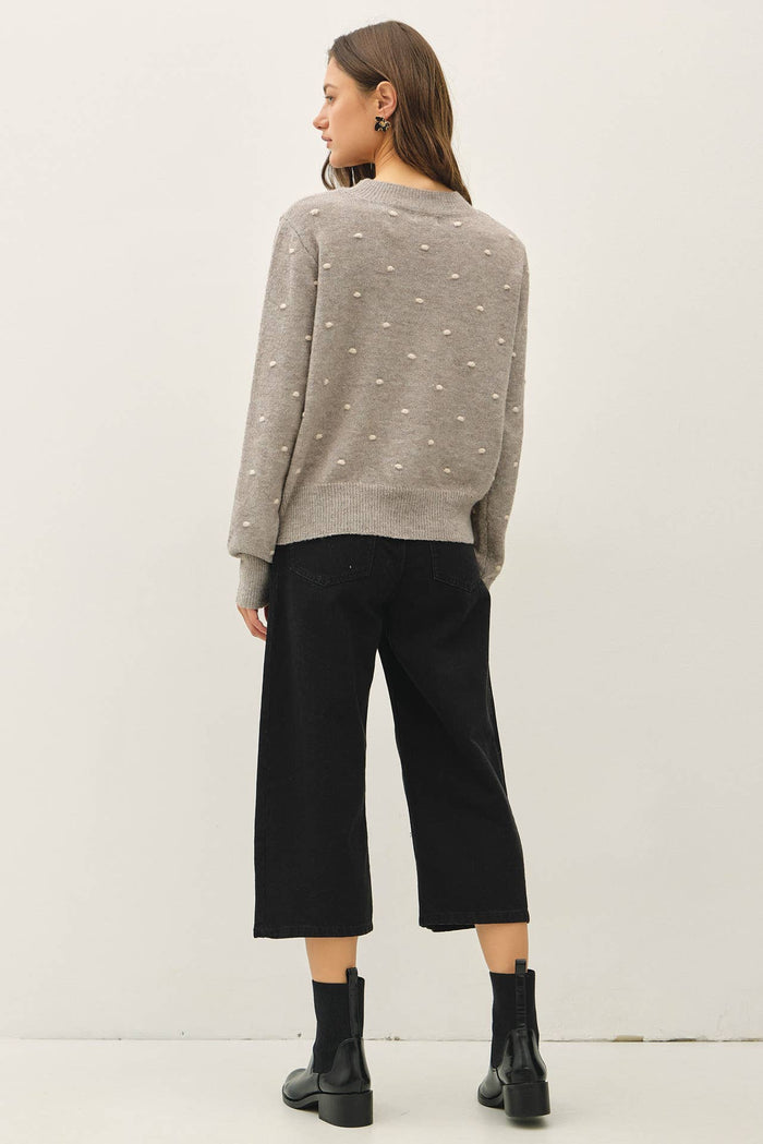 COZY DOTTED KNIT CREWNECK SWEATER