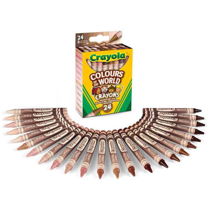 24 brown and pink colours of the world crayons for kids drawing and colouring books