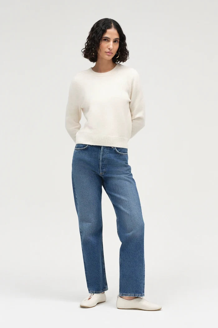 Cream Pure Cashmere Cropped Sweater