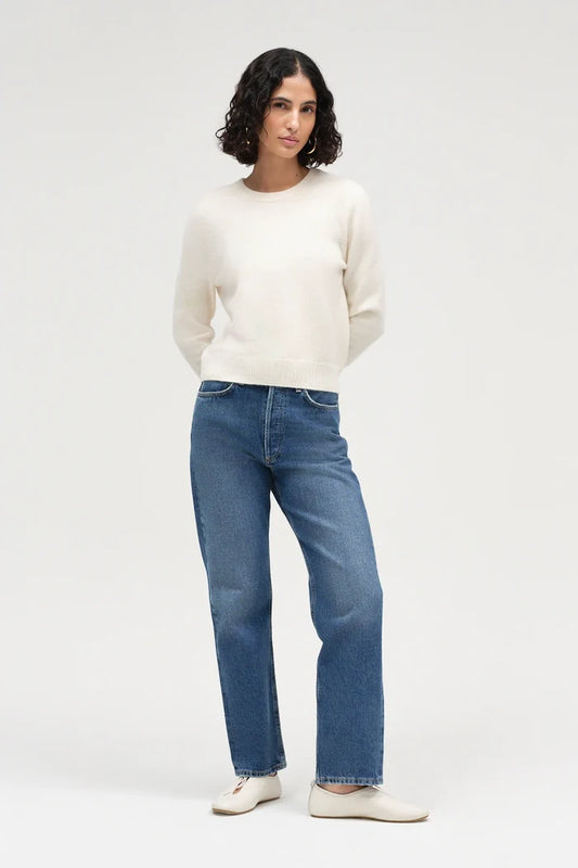 Cream Pure Cashmere Cropped Sweater