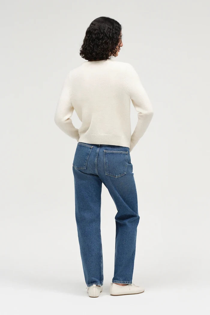 Cream Pure Cashmere Cropped Sweater