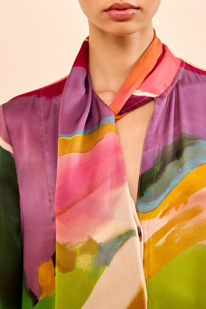 Designer Silk Critique Dress - Scarf Neckline Detail | Ulla Johnson