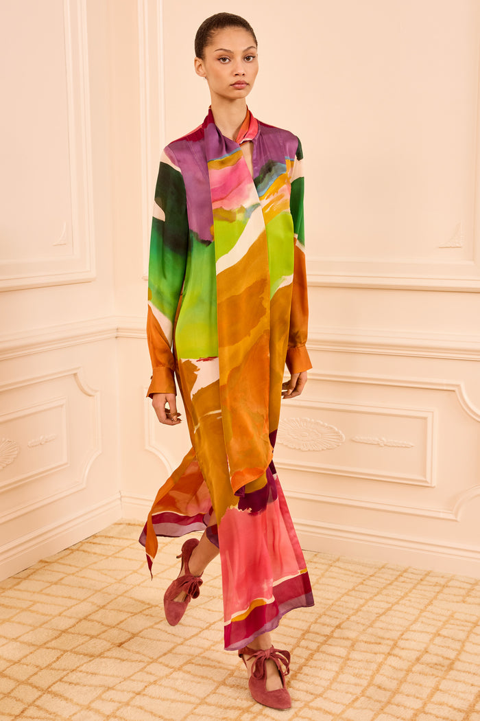Colorful Silk Critique Maxi Dress - Front Styled Look | Ulla Johnson